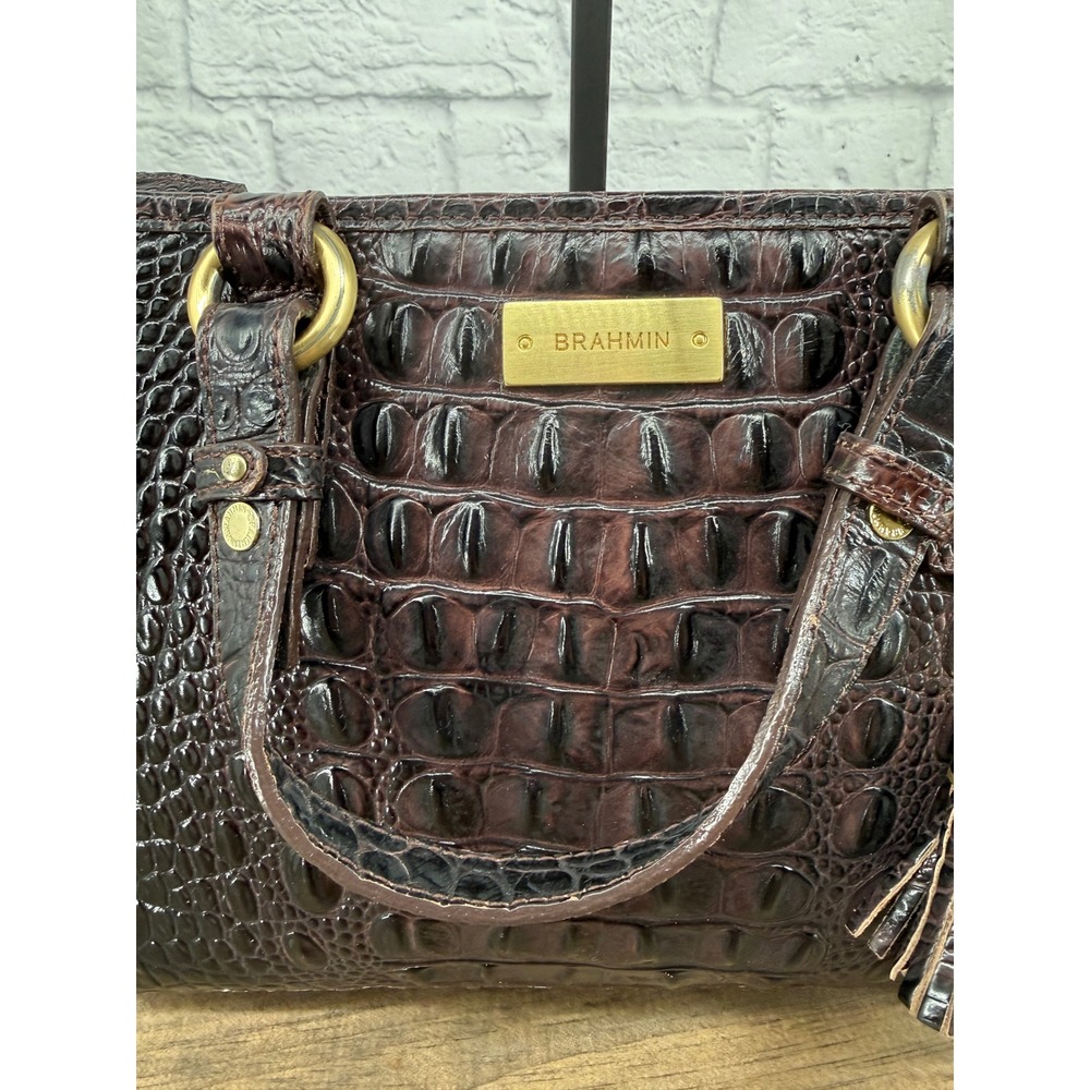 Brahmin Asher Tassel Melbourne Tote Croc Embossed Leather Satchel Crossbody Bag - Picture 3 of 16